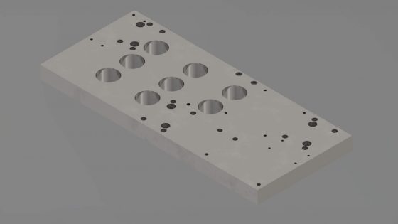 Massive Stahlplatte mit präzisen Bohrungen